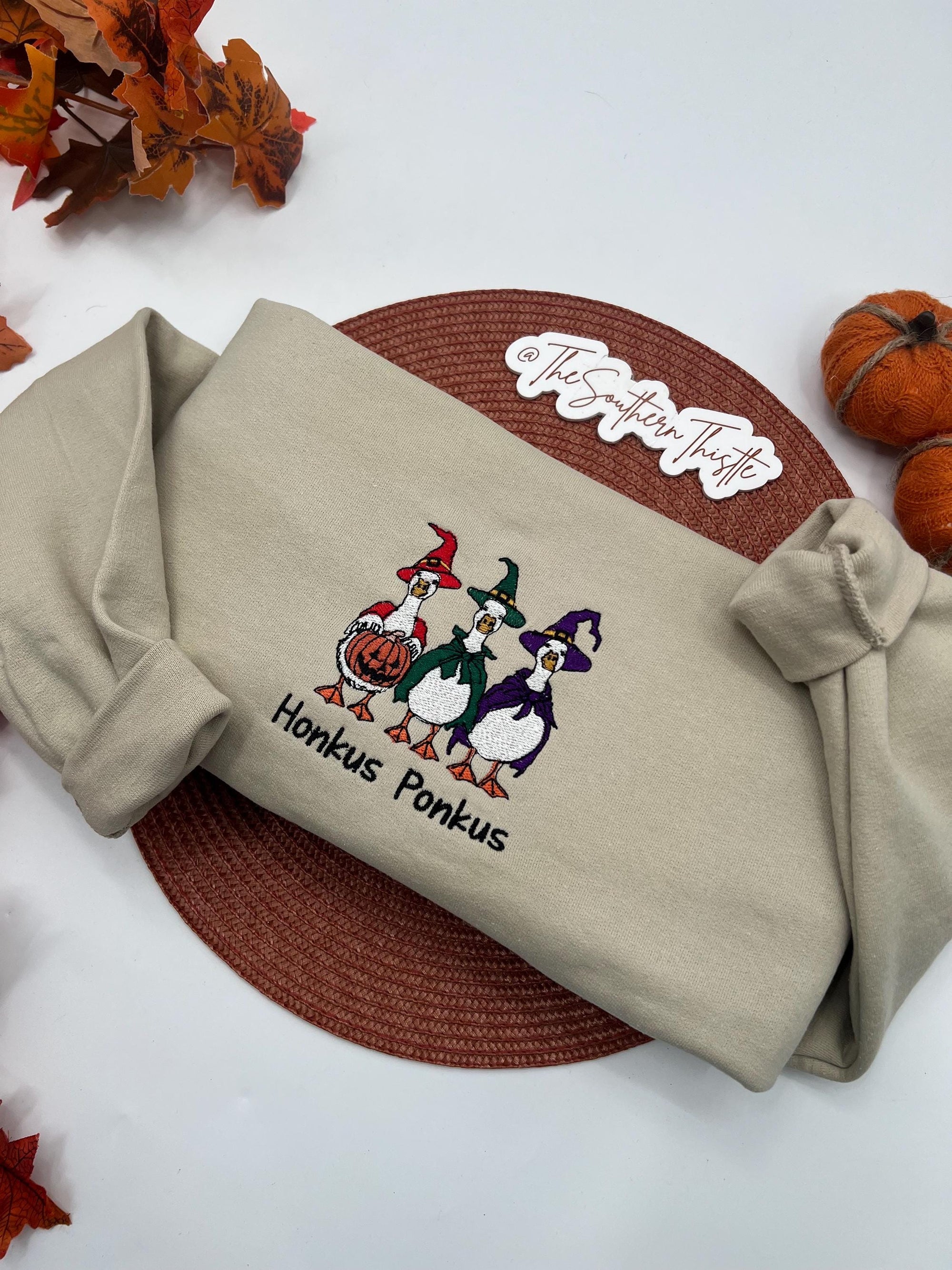 Honkus Ponkus Goose Embroidered Sweatshirt – Funny Halloween Pullover