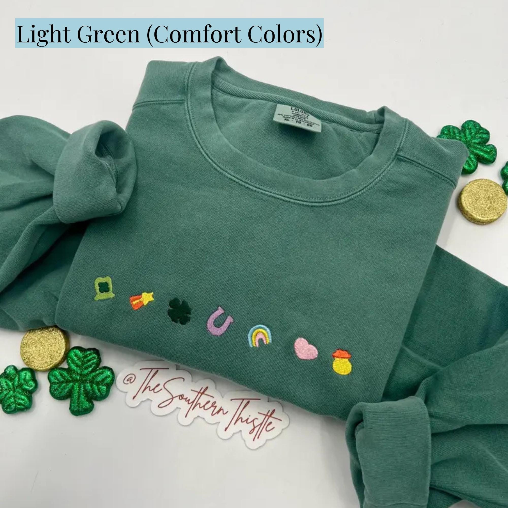 St. Patrick's Day Embroidered Sweatshirt – Minimal Lucky Charms Design