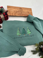 Merry & Bright Embroidered Sweatshirt – Festive Christmas Tree Crewneck