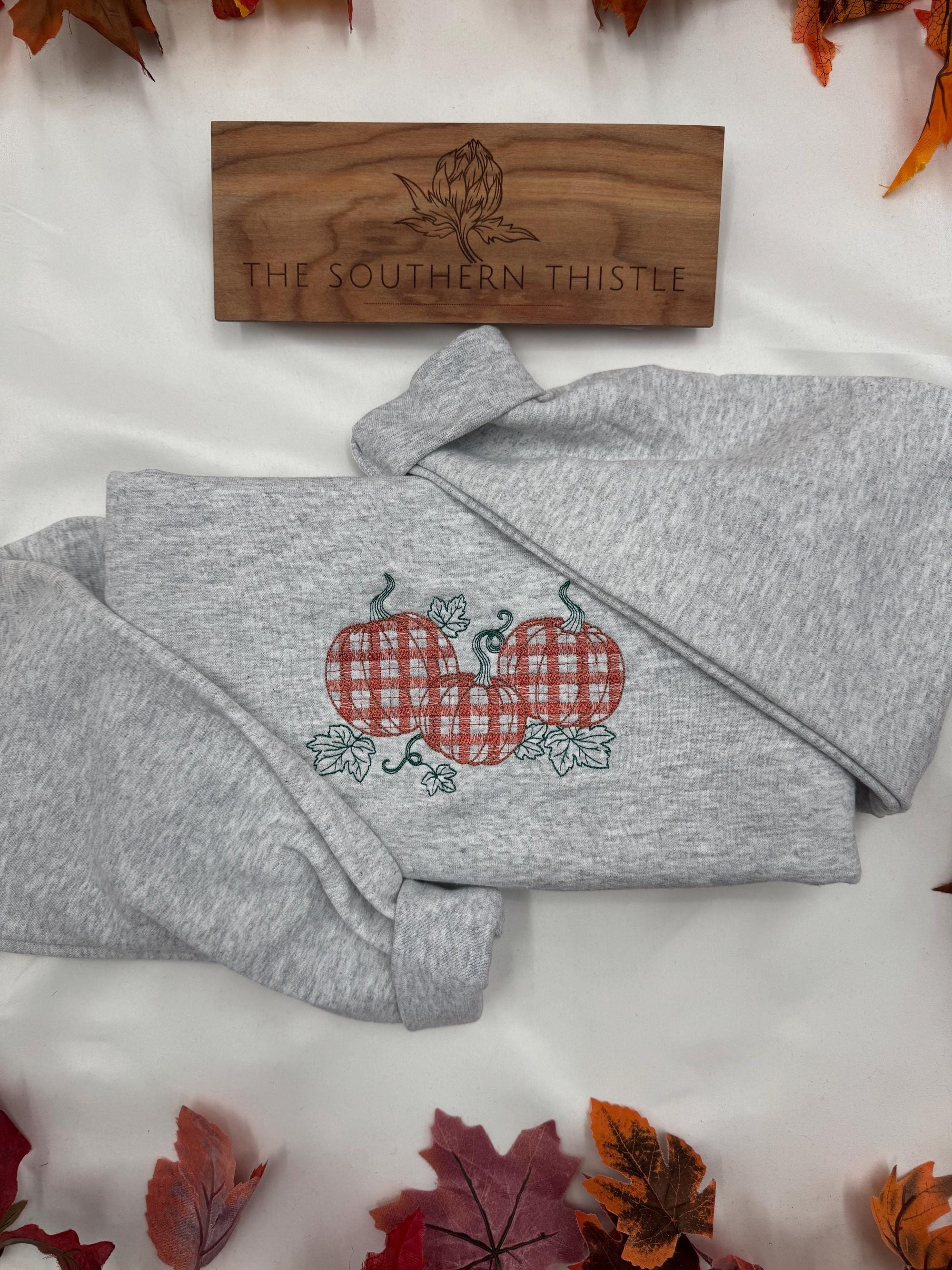 Fall Pumpkins Embroidered Crewneck - Autumn Style Sweatshirt - Pumpkin Patch - Cute Forest Design- Pumpkin Crewneck - Pumpkin Sweatshirt