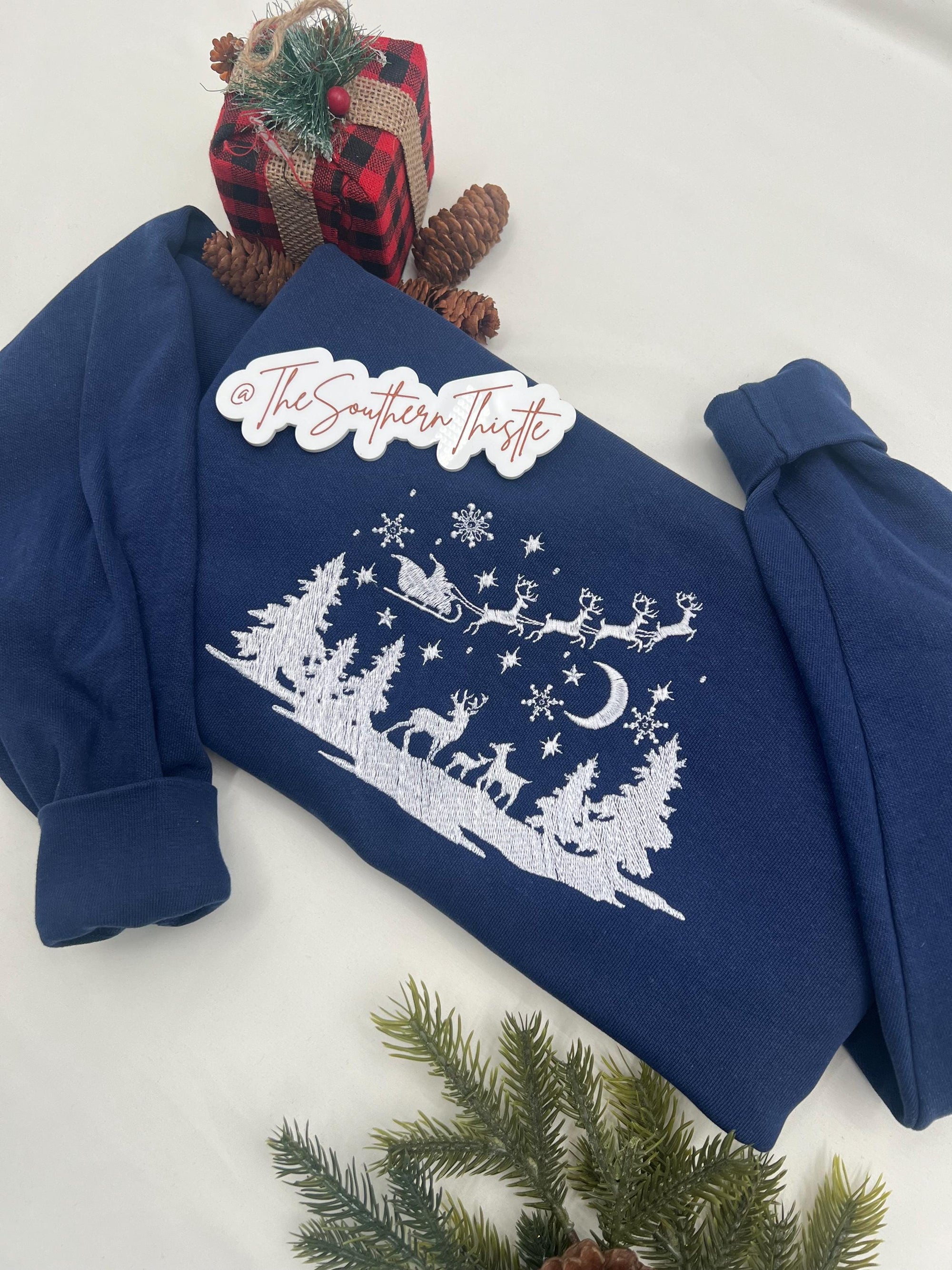 Embroidered Christmas Sweatshirt - Merry Minimalist Hoodie - Holiday Gift - Cozy Winter Apparel - Embroidered Crewneck Unique Christmas Gift