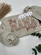 This Mama Prays Embroidered Sweatshirt – Faith-Based Comfort Colors Crewneck with Cross Detail
