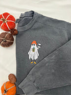 Boba Ghost Embroidered Sweatshirt – Cute Halloween Pullover