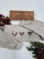 Embroidered Reindeer Christmas Sweatshirt - Matching Family Shirt - Holiday Group Shirt - Reindeer Crewneck - Merry Christmas Embroidered