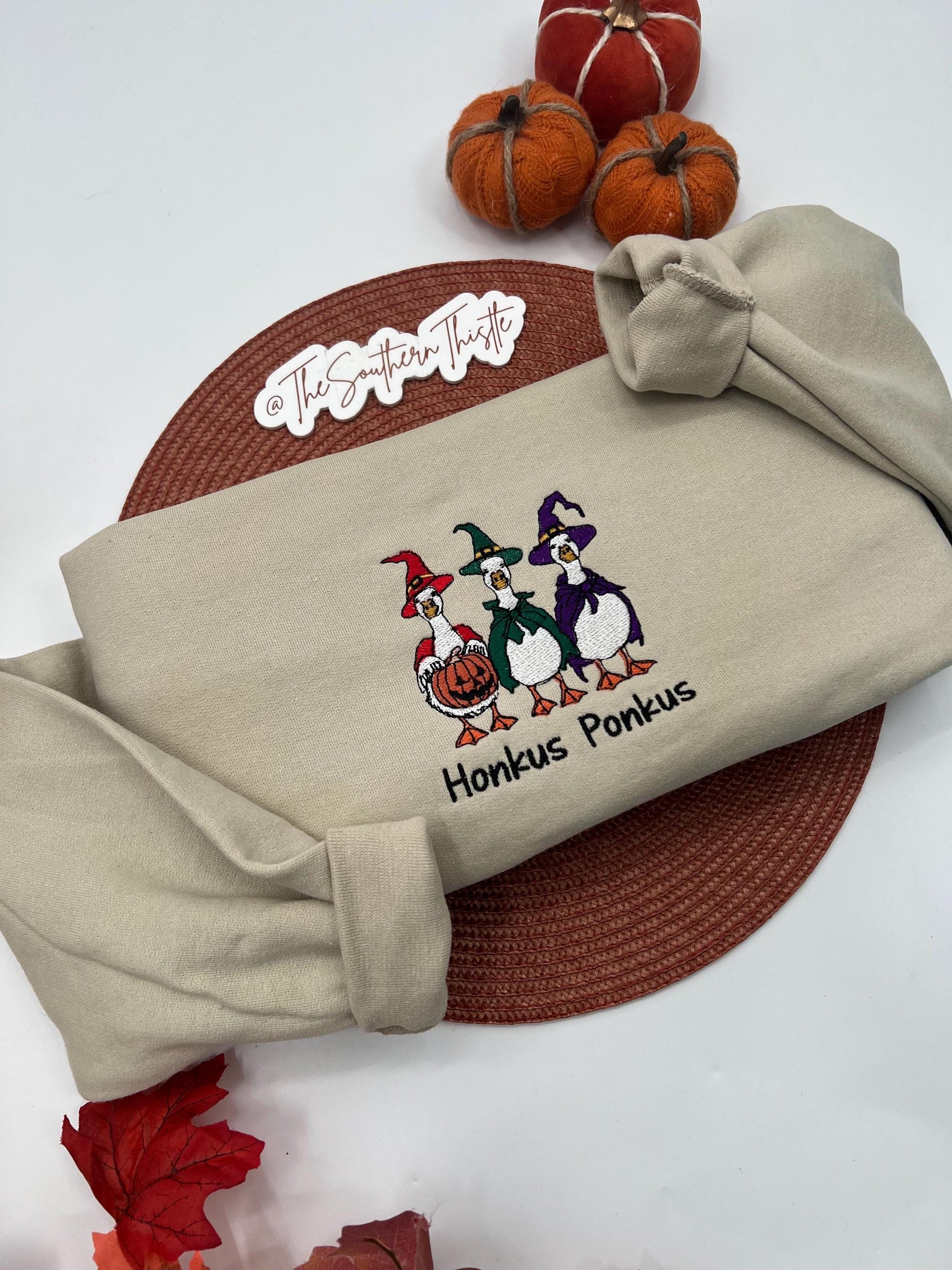 Honkus Ponkus Goose Embroidered Sweatshirt – Funny Halloween Pullover