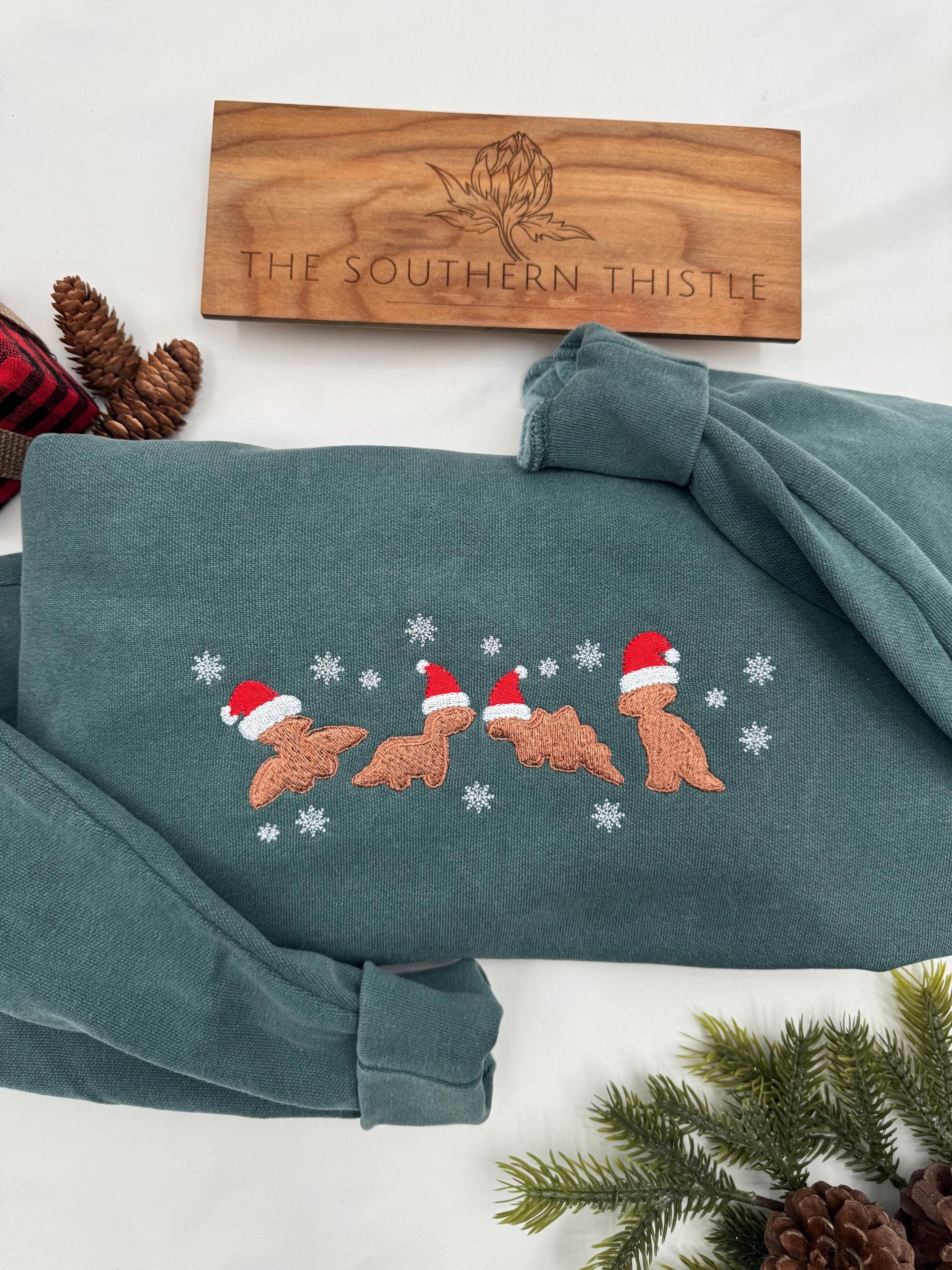 Christmas Dino Nuggets Sweatshirt - Cozy Crewneck for Dino Lovers - Perfect Trendy Xmas Gift