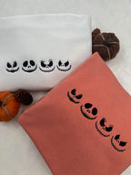 Jack O’Lantern Faces Embroidered Sweatshirt – Halloween Pumpkin Pullover