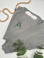 Bunny with Carrots Embroidered Sweatshirt – Cozy Spring Crewneck