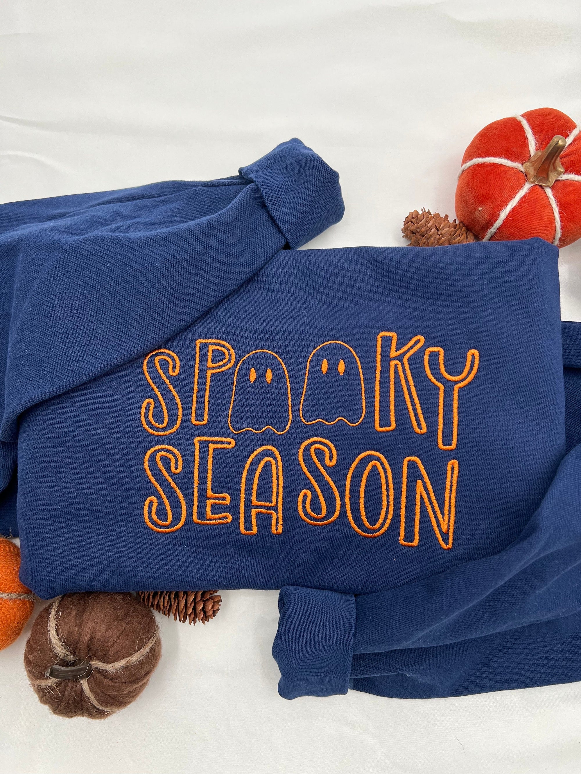 Spooky Season Embroidered Crewneck Sweatshirt – Halloween Pullover