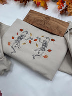 Dancing Skeletons Fall Embroidered Sweatshirt – Autumn Leaves & Bones Vibe