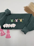 Gingham Bunny Embroidered Sweatshirt – Cute Easter Crewneck
