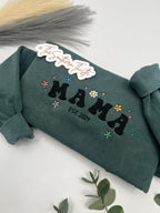Floral MAMA Est. Year Embroidered Sweatshirt – Colorful Retro-Inspired Crewneck for Moms