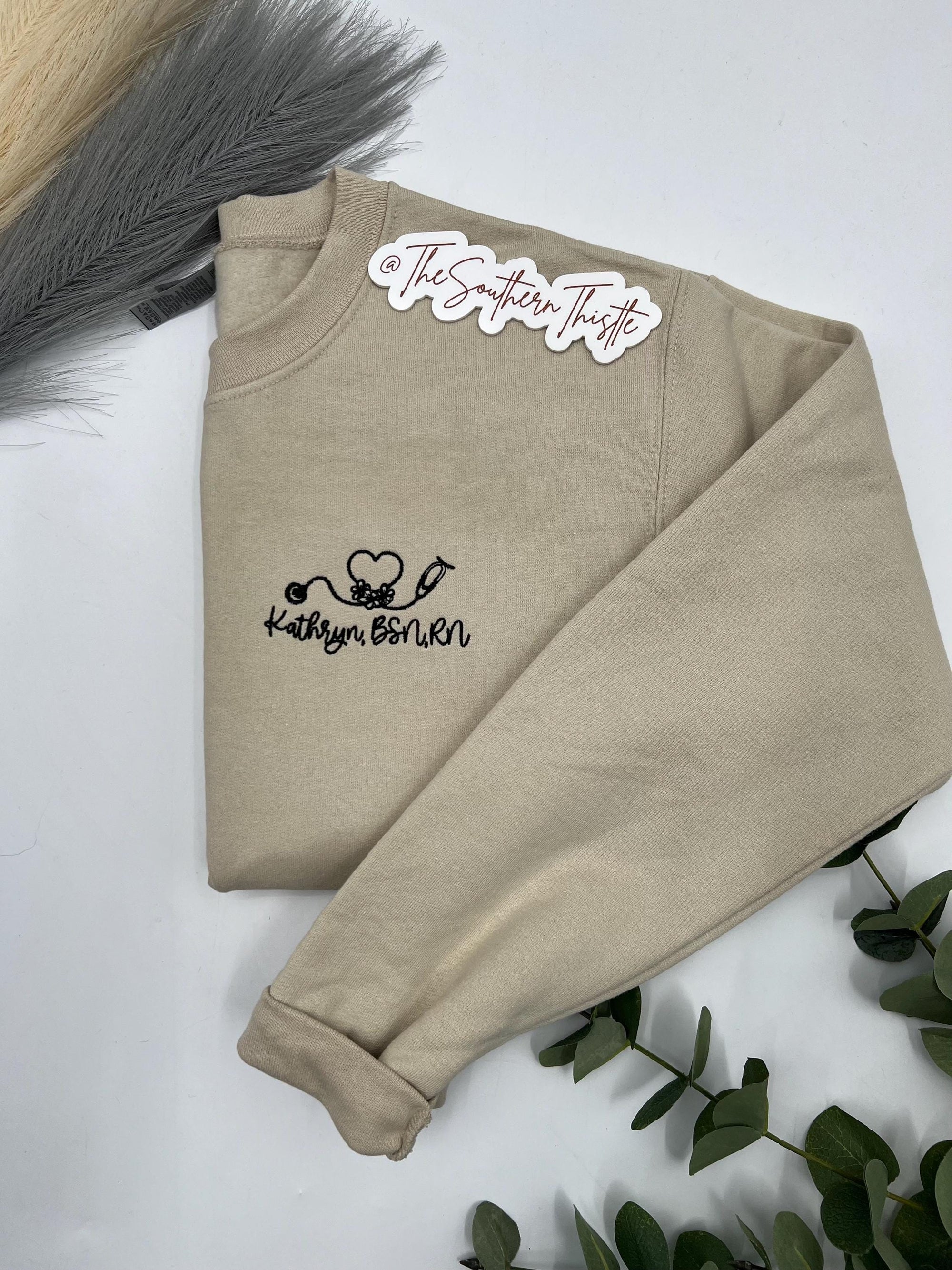 Custom Nurse Embroidered Sweatshirt – Personalized Medical Crewneck