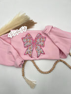 Easter Bow Sweatshirt – Cute Pastel Appliqué Crewneck for Spring