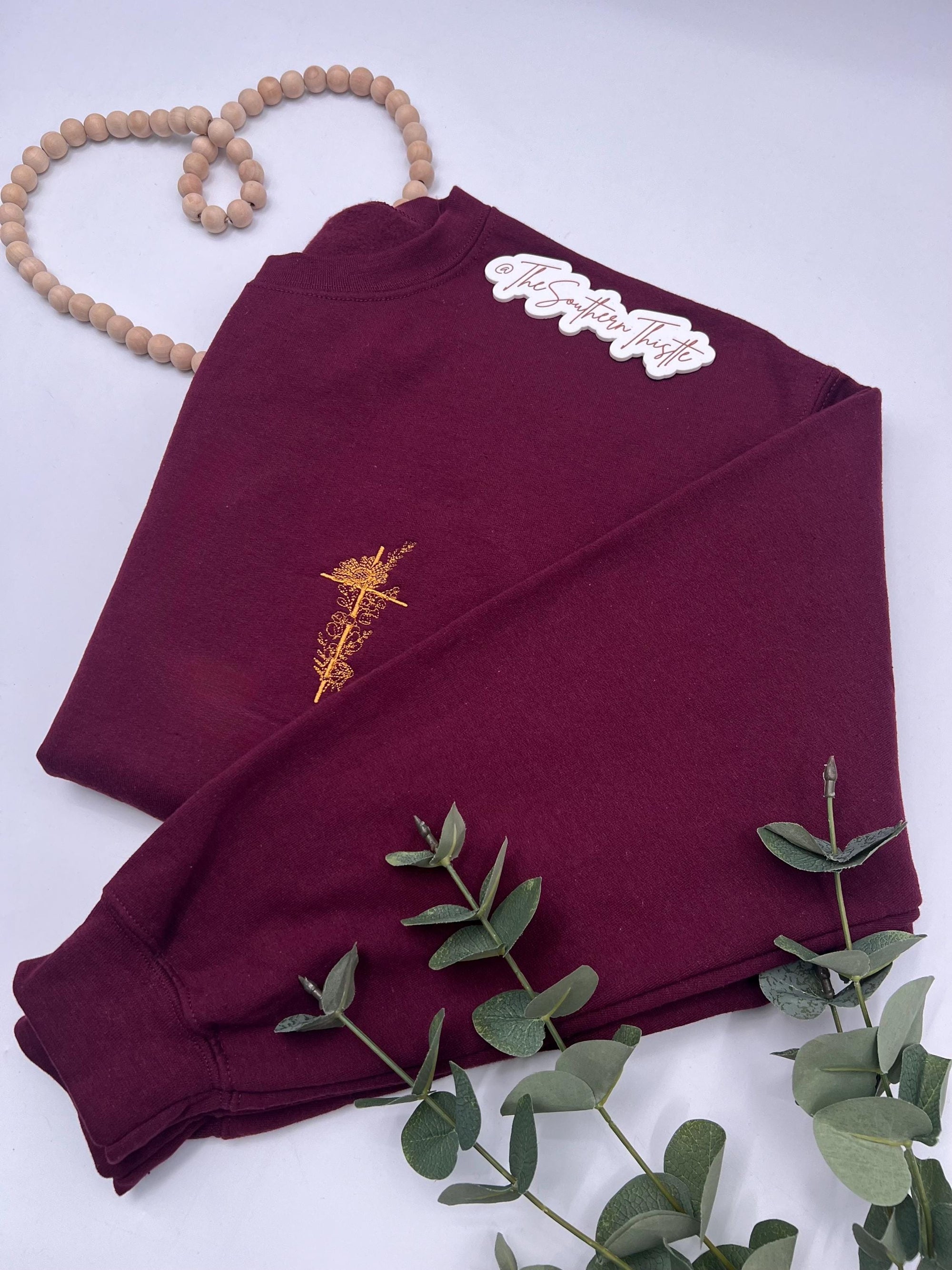 Faith Cross Embroidered Sweatshirt – Minimalist Christian Crewneck