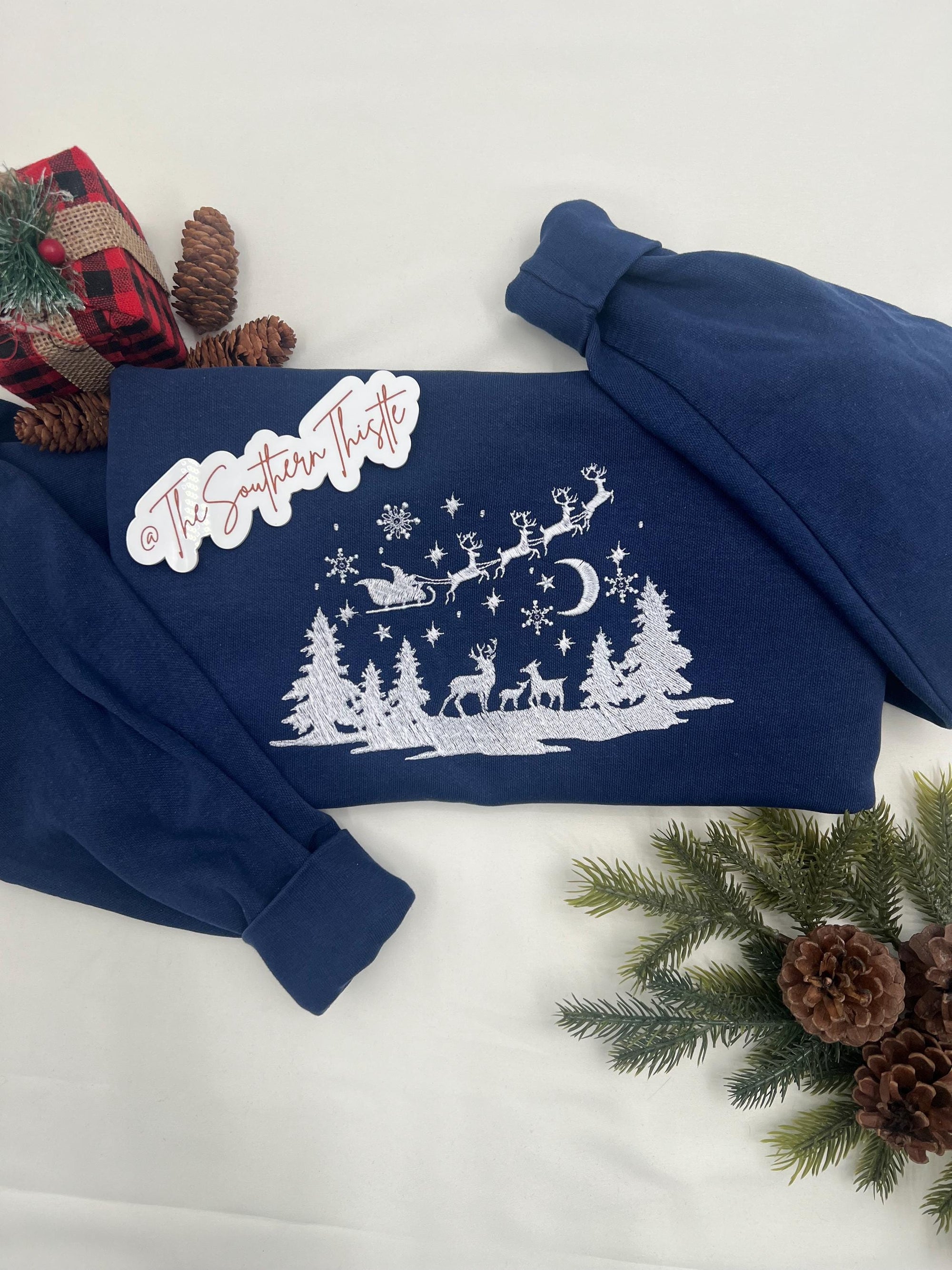 Embroidered Christmas Sweatshirt - Merry Minimalist Hoodie - Holiday Gift - Cozy Winter Apparel - Embroidered Crewneck Unique Christmas Gift