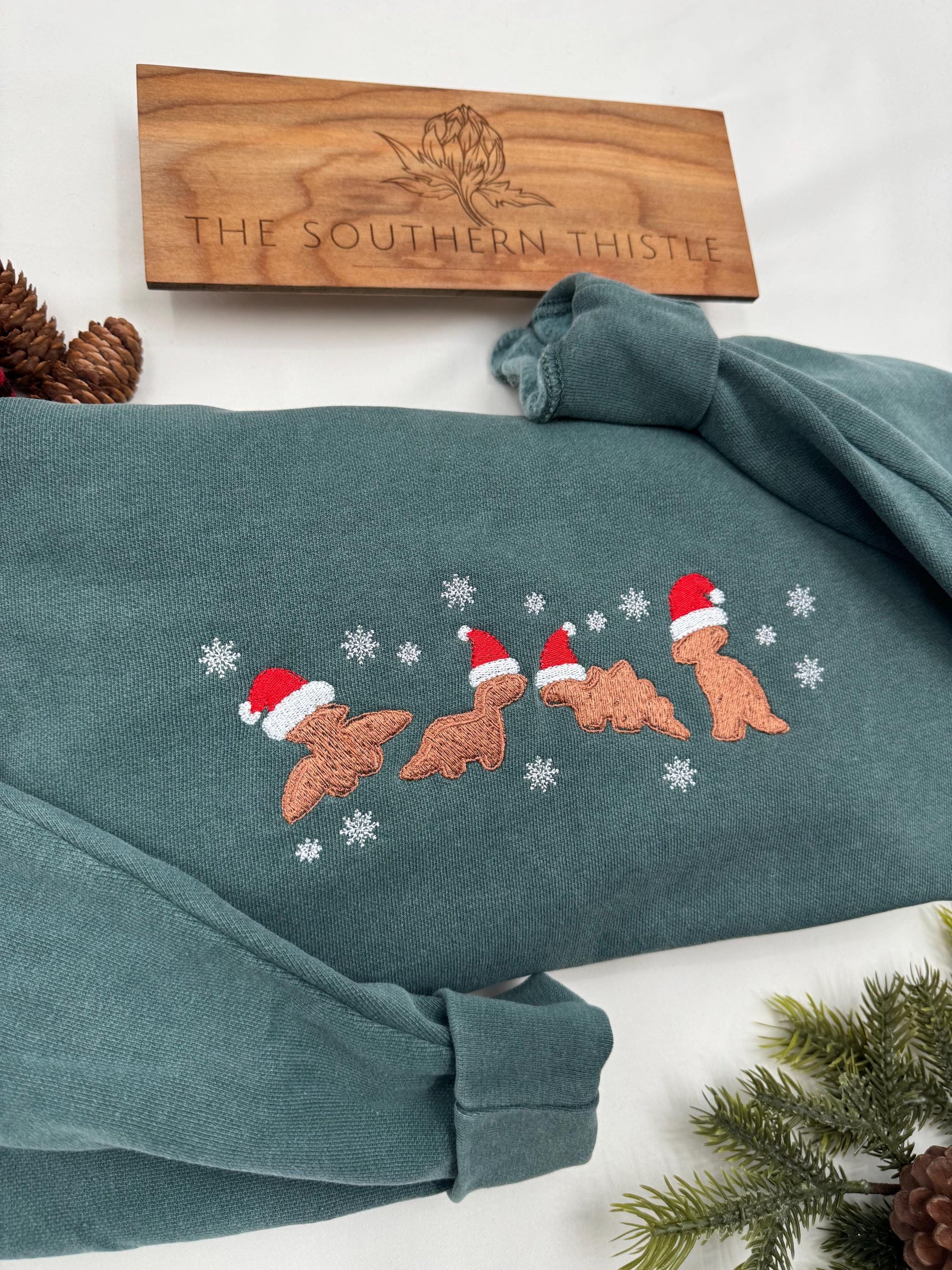 Christmas Dino Nuggets Sweatshirt - Cozy Crewneck for Dino Lovers - Perfect Trendy Xmas Gift
