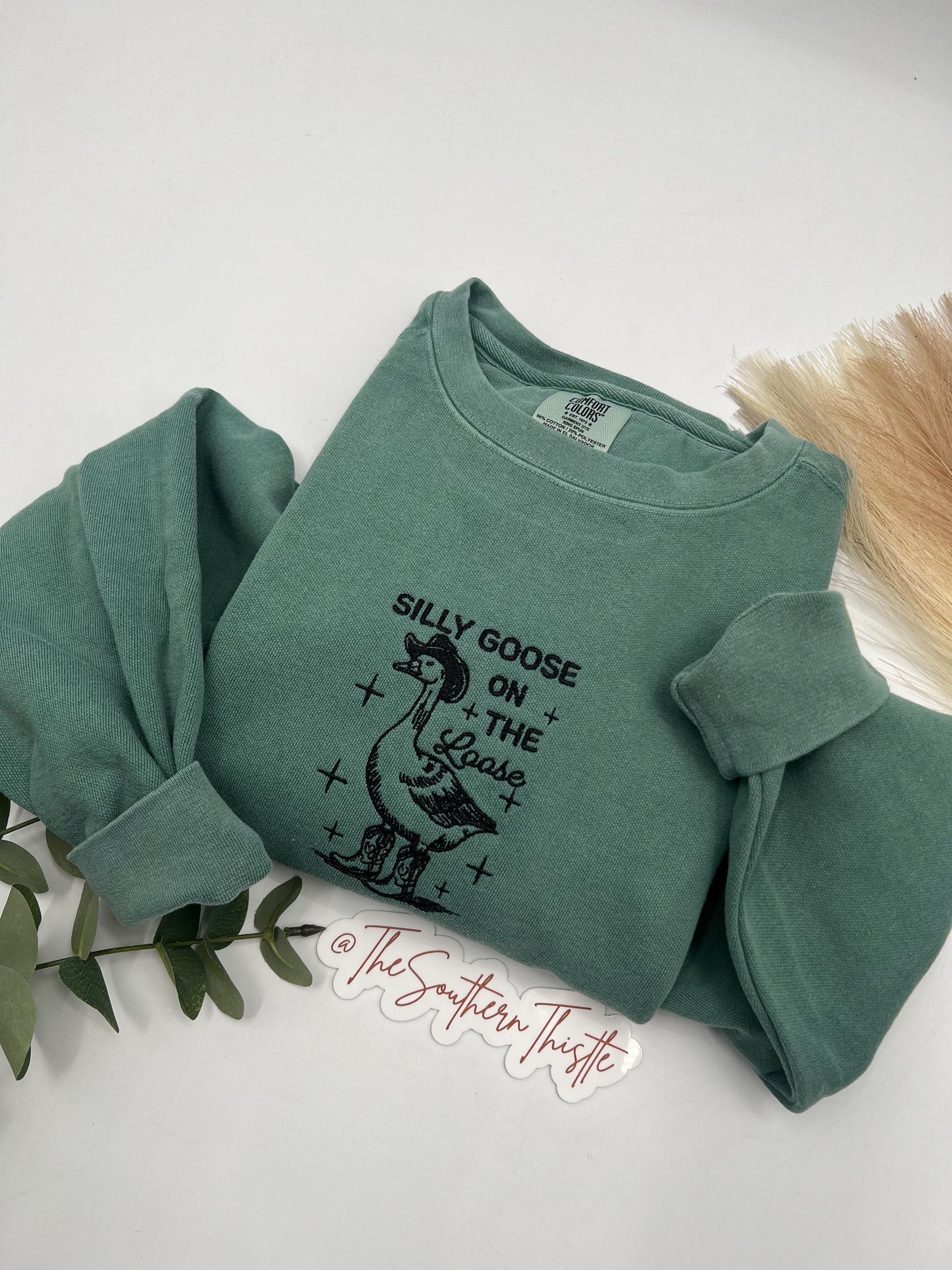 Silly Goose on the Loose Embroidered Sweatshirt – Funny Goose Crewneck