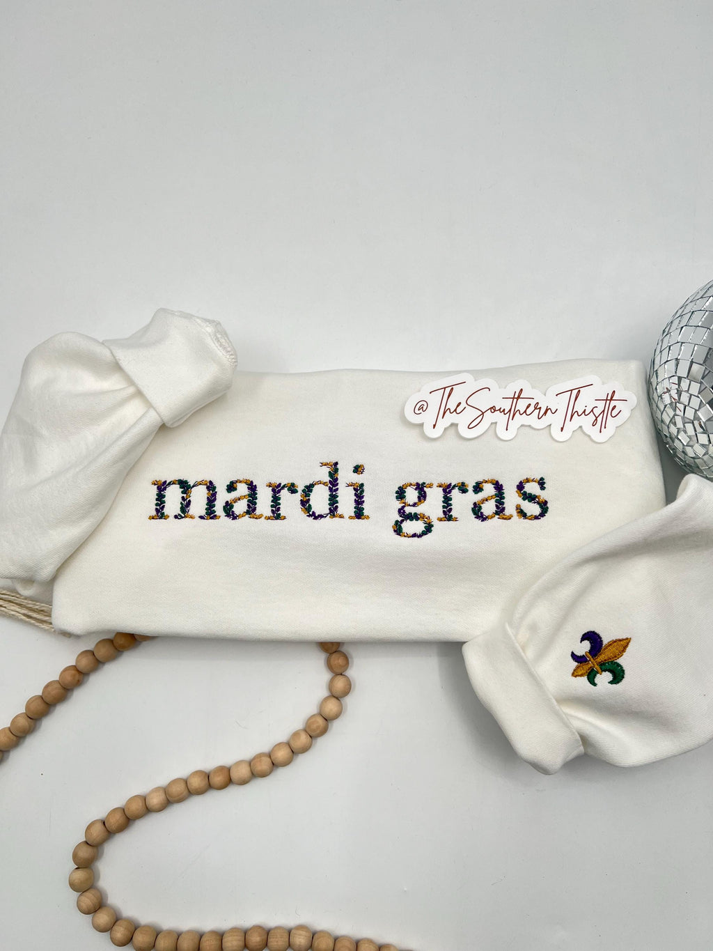 Mardi Gras Floral Embroidered Sweatshirt