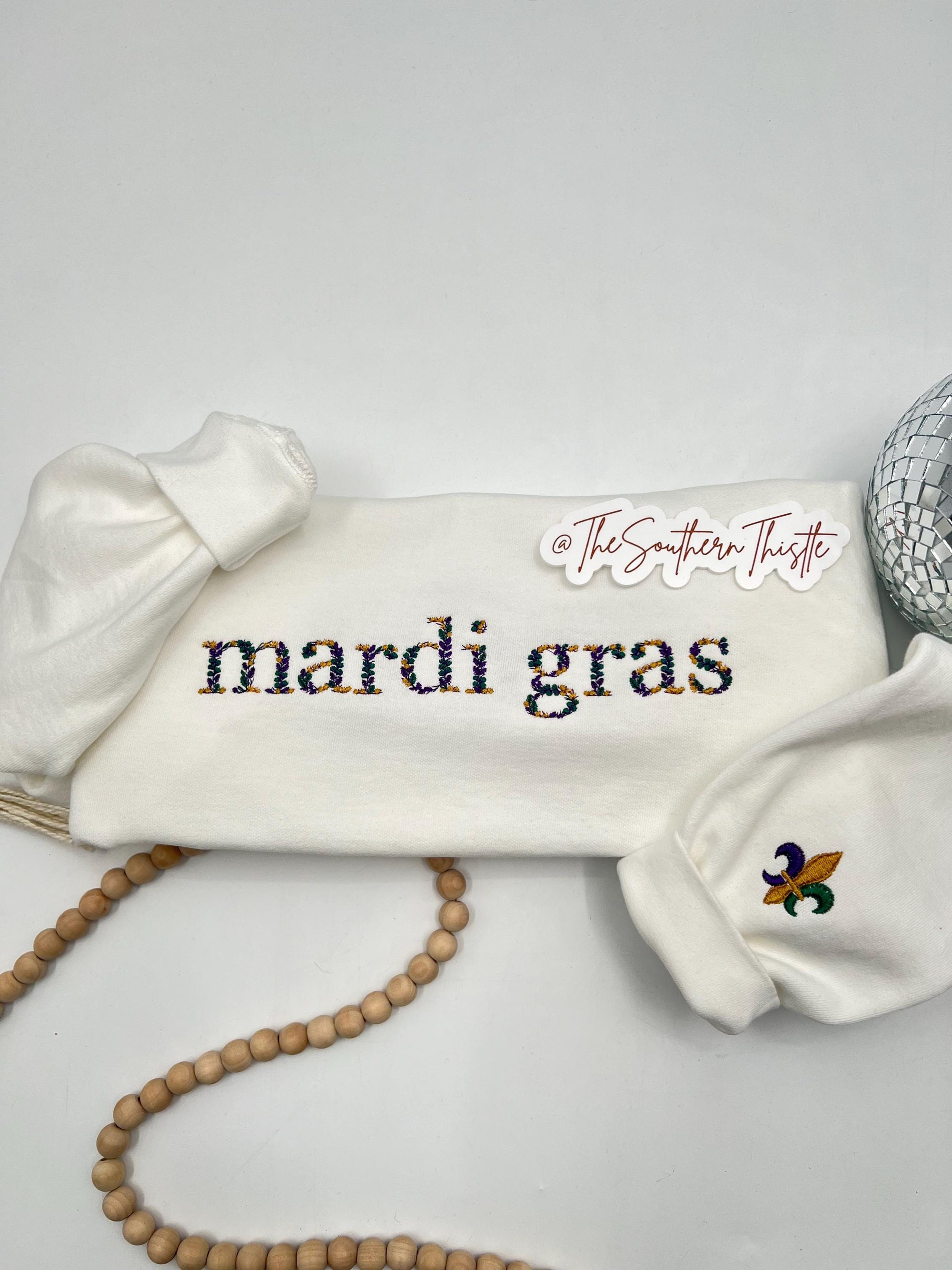 Mardi Gras Floral Embroidered Sweatshirt