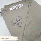 Custom Mama Heart Embroidered Sweatshirt – Minimal Script on Neutral Crewneck