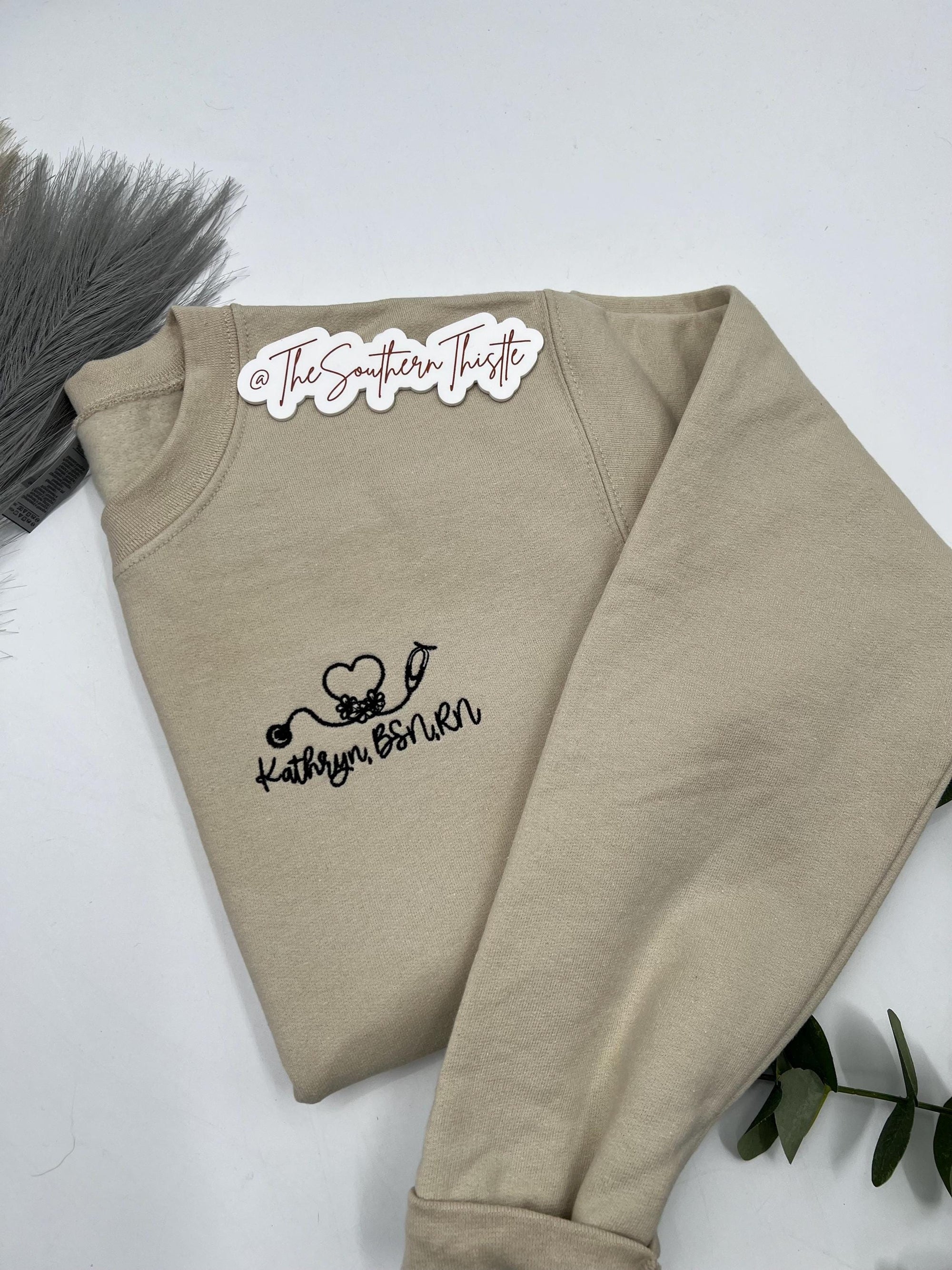 Custom Nurse Embroidered Sweatshirt – Personalized Medical Crewneck