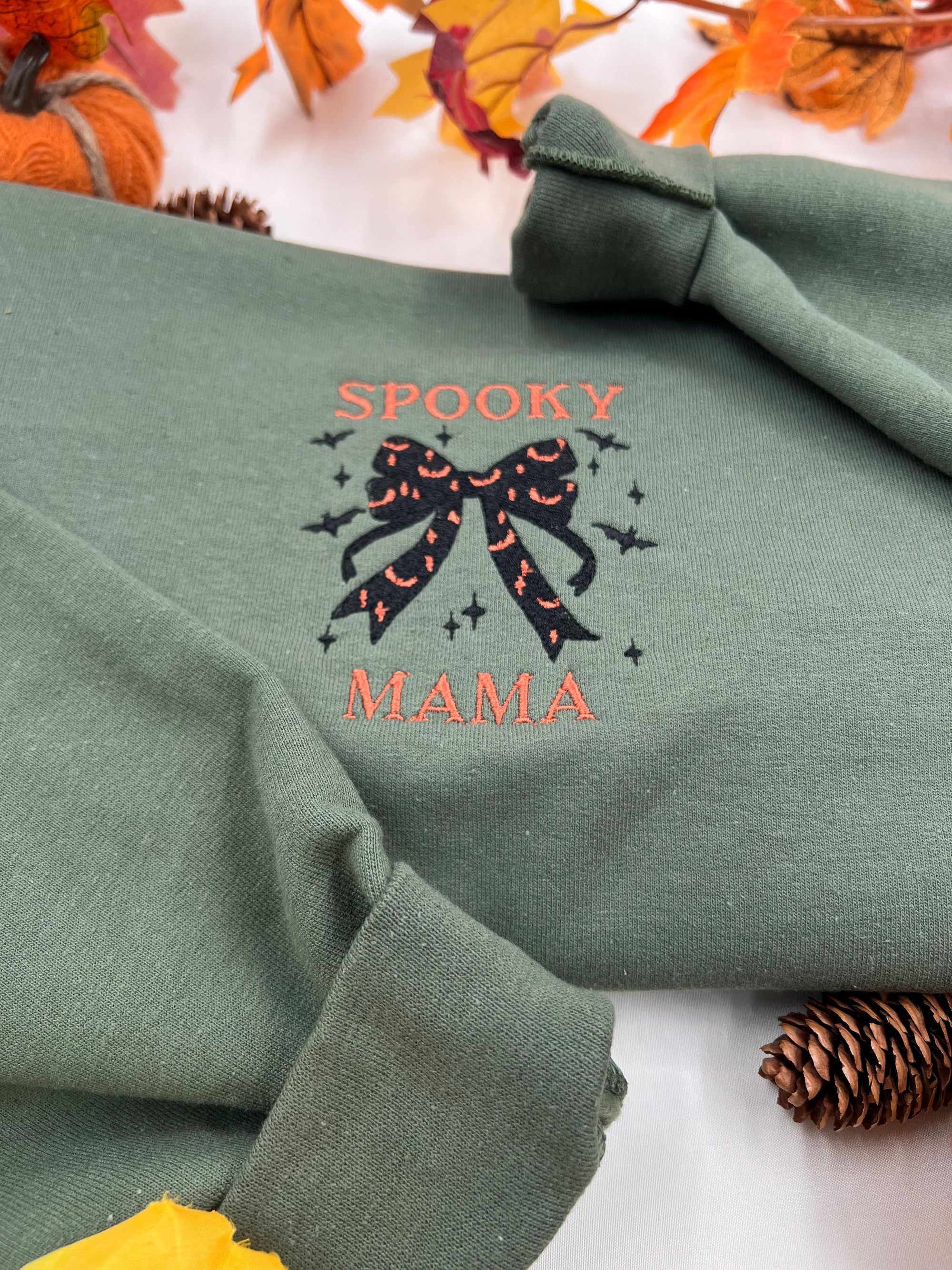 Spooky Mama Embroidered Sweatshirt - Halloween Sweatshirt, Mama Sweatshirt, Embroidered Shirt, Embroidered Crewneck, Halloween Sweater