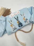 Trio of Bunnies Embroidered Sweatshirt – Spring Patchwork Bunny Design