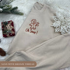 Funny Gingerbread Christmas Sweatshirt for Women - Embroidered Pullover Perfect Holiday Gift