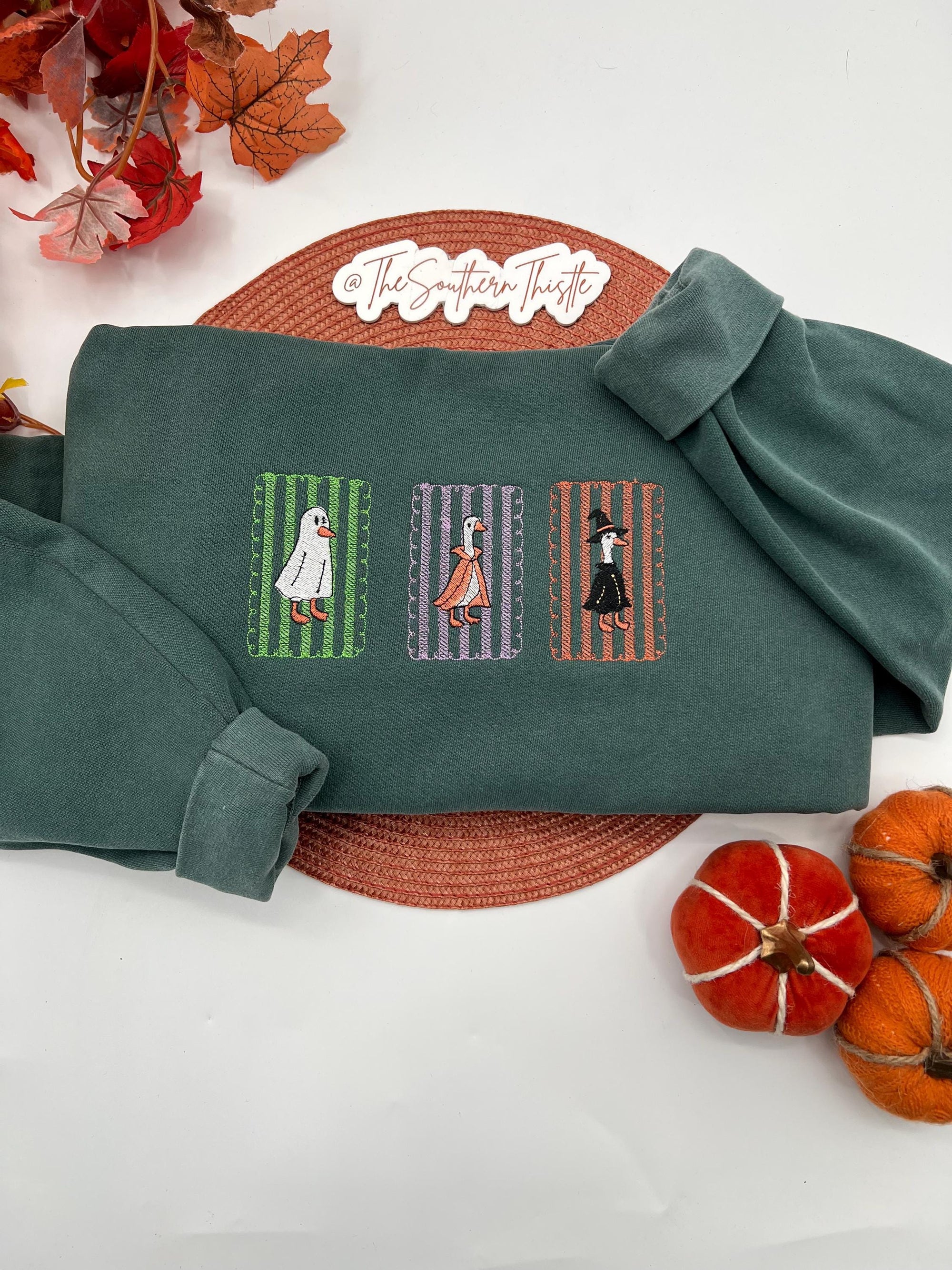 Halloween Goose Embroidered Sweatshirt – Spooky Season Pullover