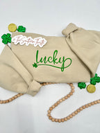 Lucky Script Embroidered Sweatshirt – Simple St. Patrick’s Day Crewneck