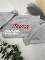 Bold Red Script Mama Embroidered Sweatshirt