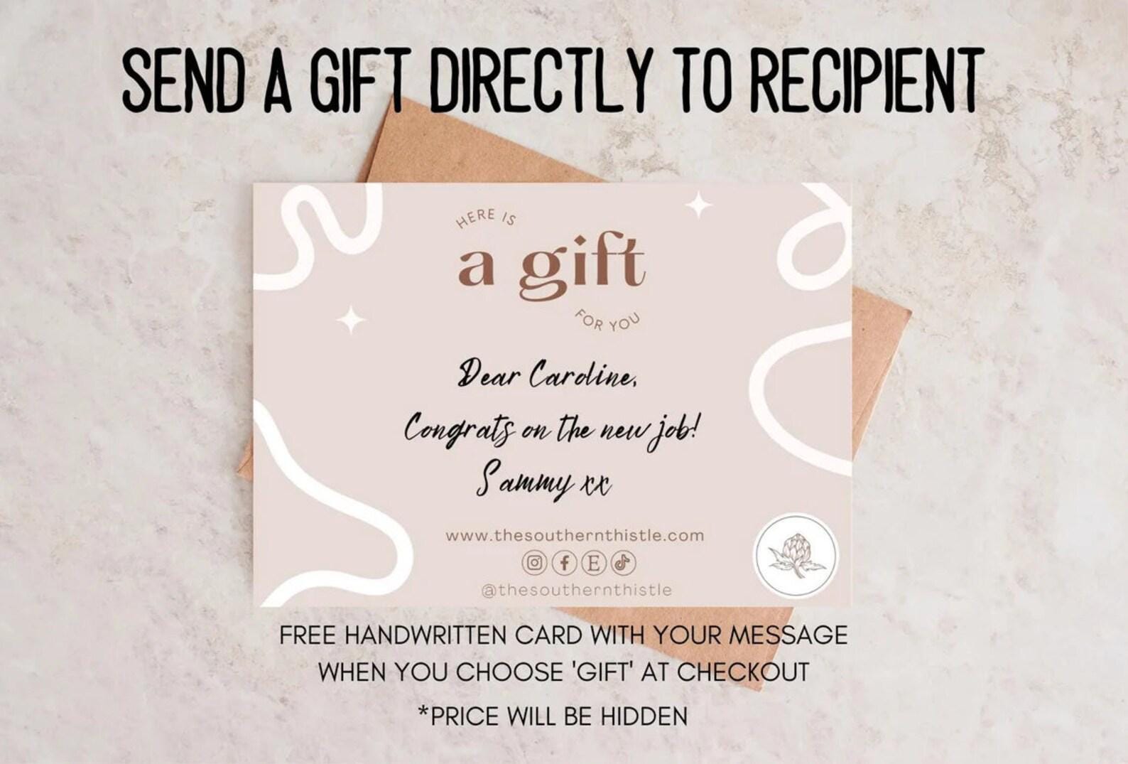 a gift card with the words, send a gift directly to recipient