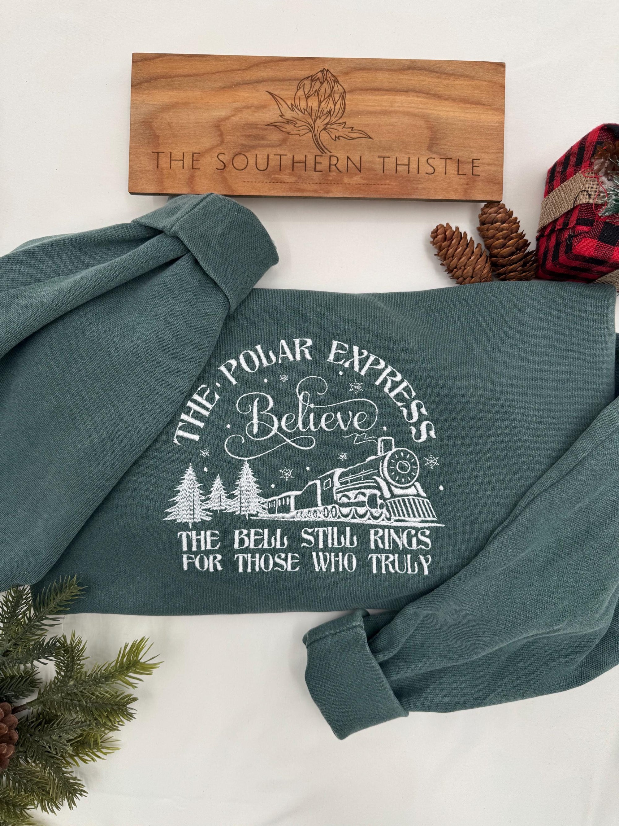 Embroidered Christmas Train Sweatshirt for Family Matching - A Unique Holiday Gift