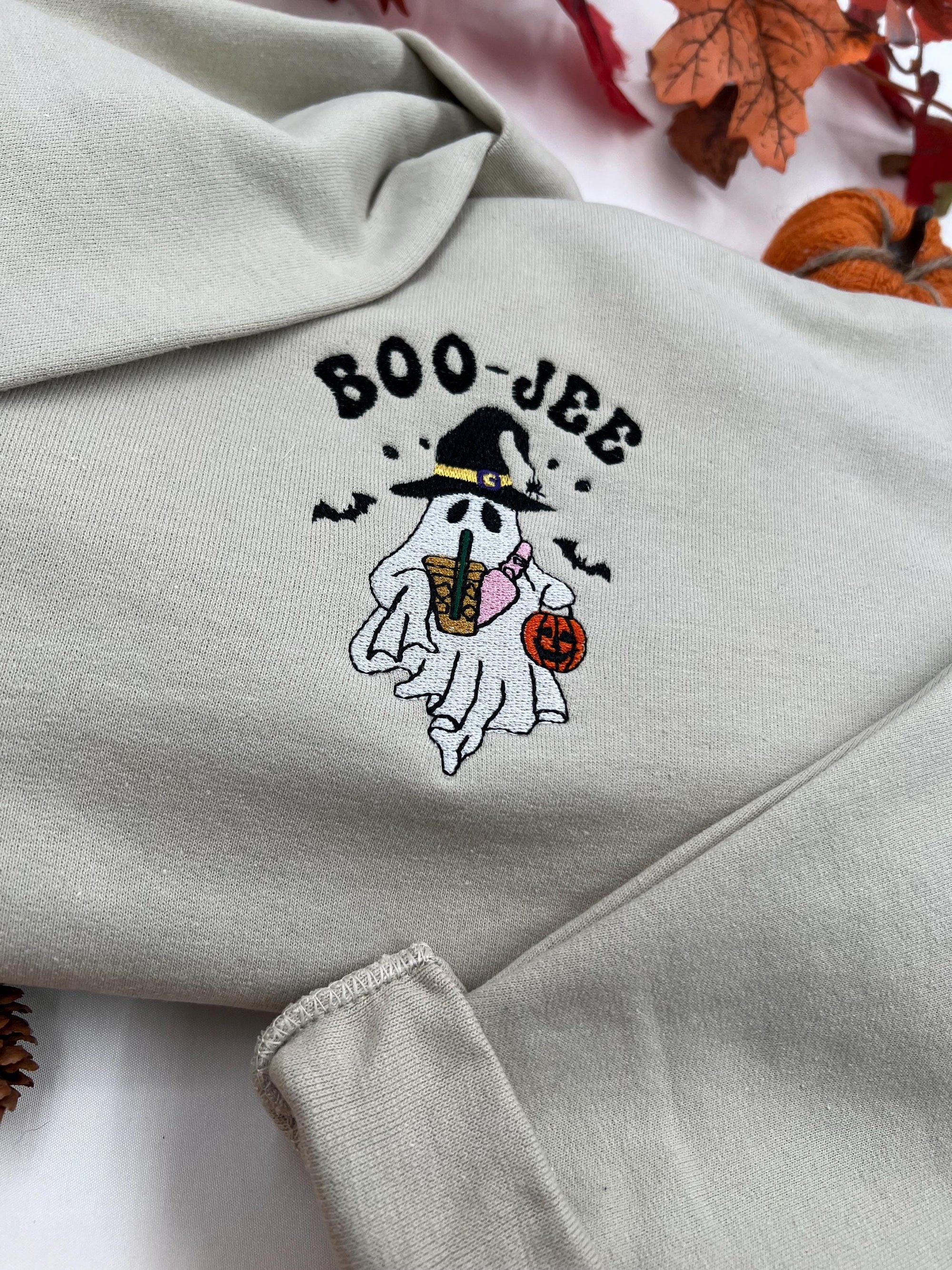 Boo Jee Ghost Embroidered Sweatshirt – Funny Halloween Pullover