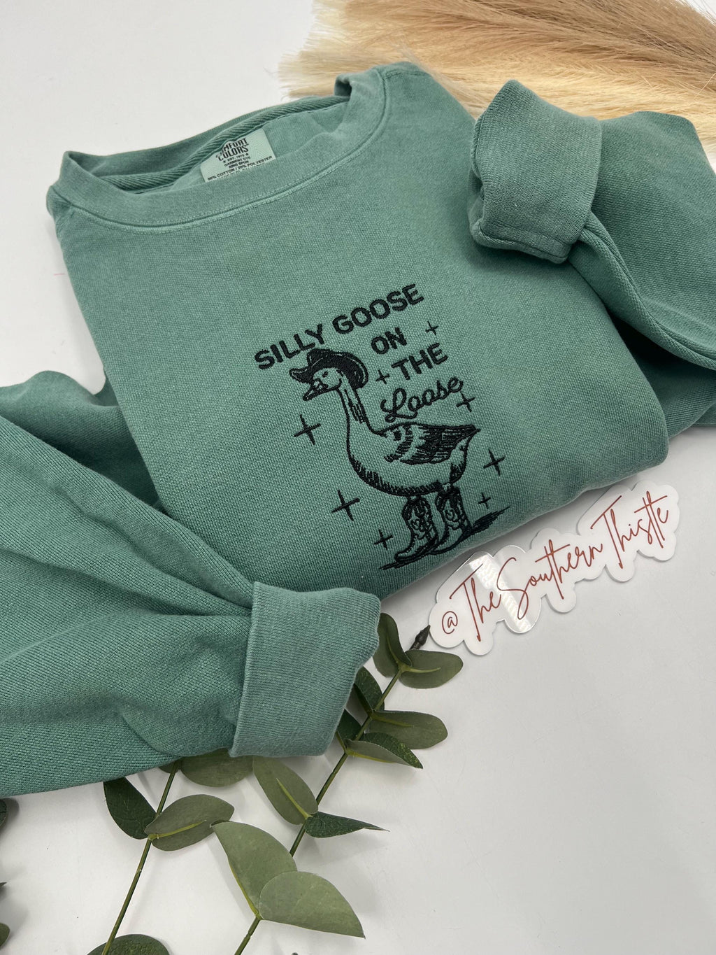 Silly Goose on the Loose Embroidered Sweatshirt – Funny Goose Crewneck