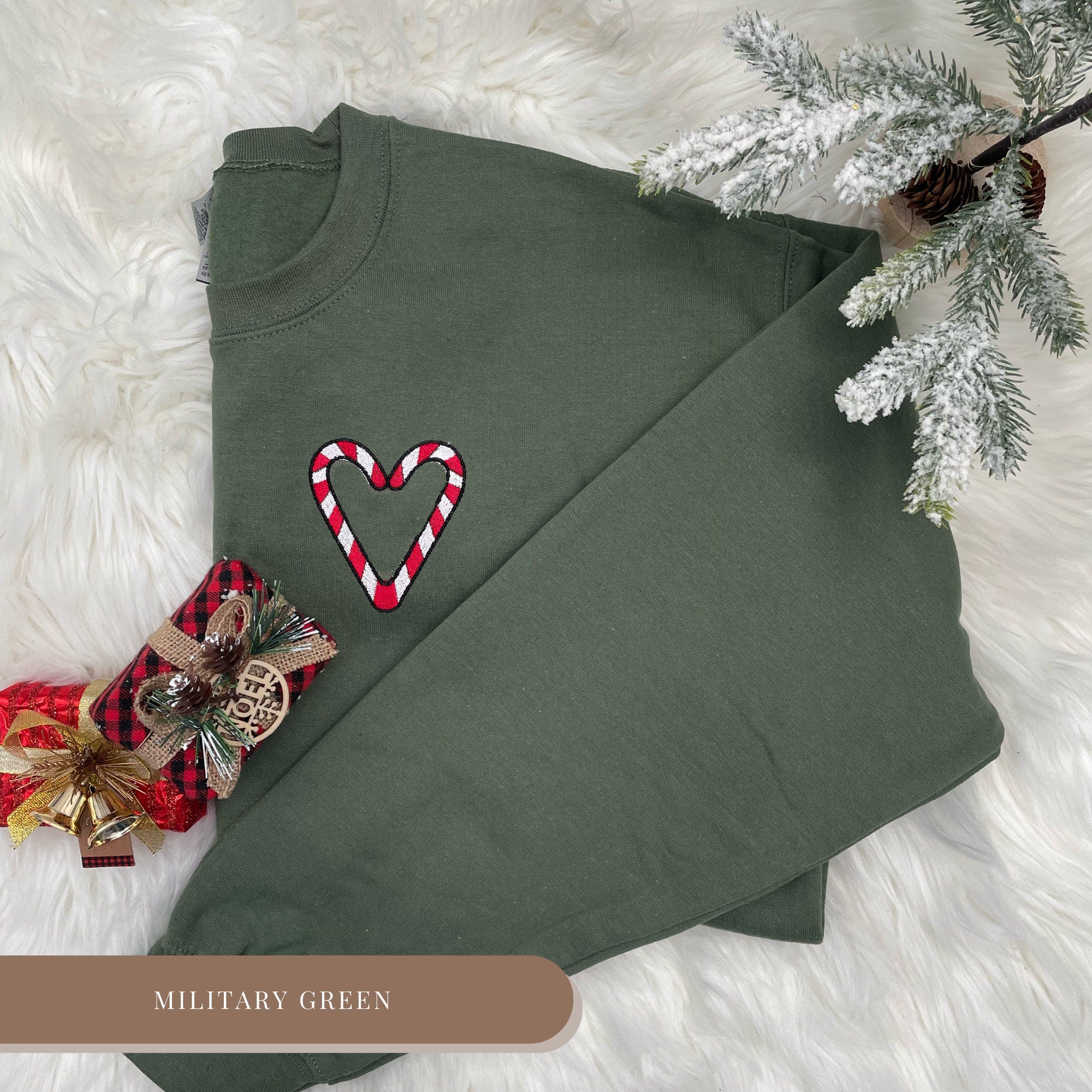 Embroidered Candy Cane Christmas Sweatshirt, Christmas Sweatshirt For Women, Vintage Christmas Sweatshirt, Candy Cane Sweater, Christmas