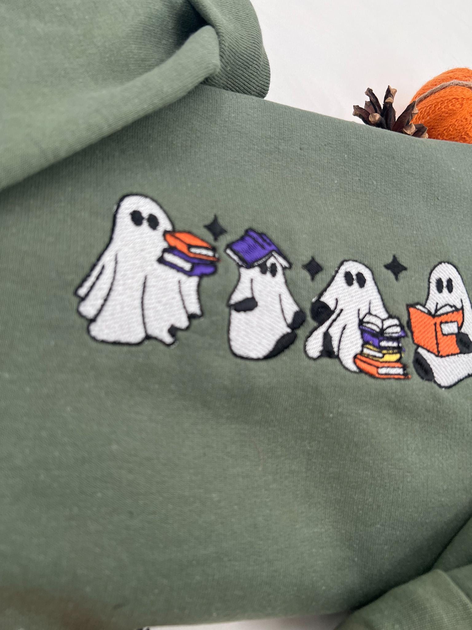 Bookish Ghosts Embroidered Sweatshirt – Cute Halloween Pullover