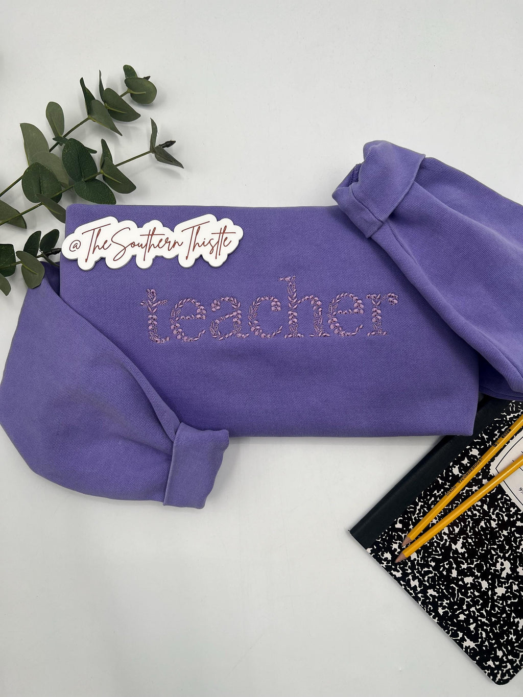 Floral Teacher Embroidered Sweatshirt – Cozy Educator Crewneck