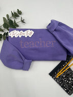 Floral Teacher Embroidered Sweatshirt – Cozy Educator Crewneck