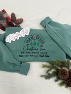 Farm Fresh Christmas Trees Sweatshirt - Embroidered Holiday Crewneck - Festive Apparel for Women- Embroidered Holiday Crewneck