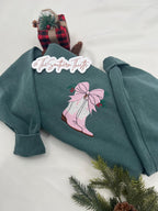 Holiday Boots Embroidered Sweatshirt - Western Christmas - Embroidered Holiday Crewneck - Festive Apparel for Women - Holiday Sweatshirt