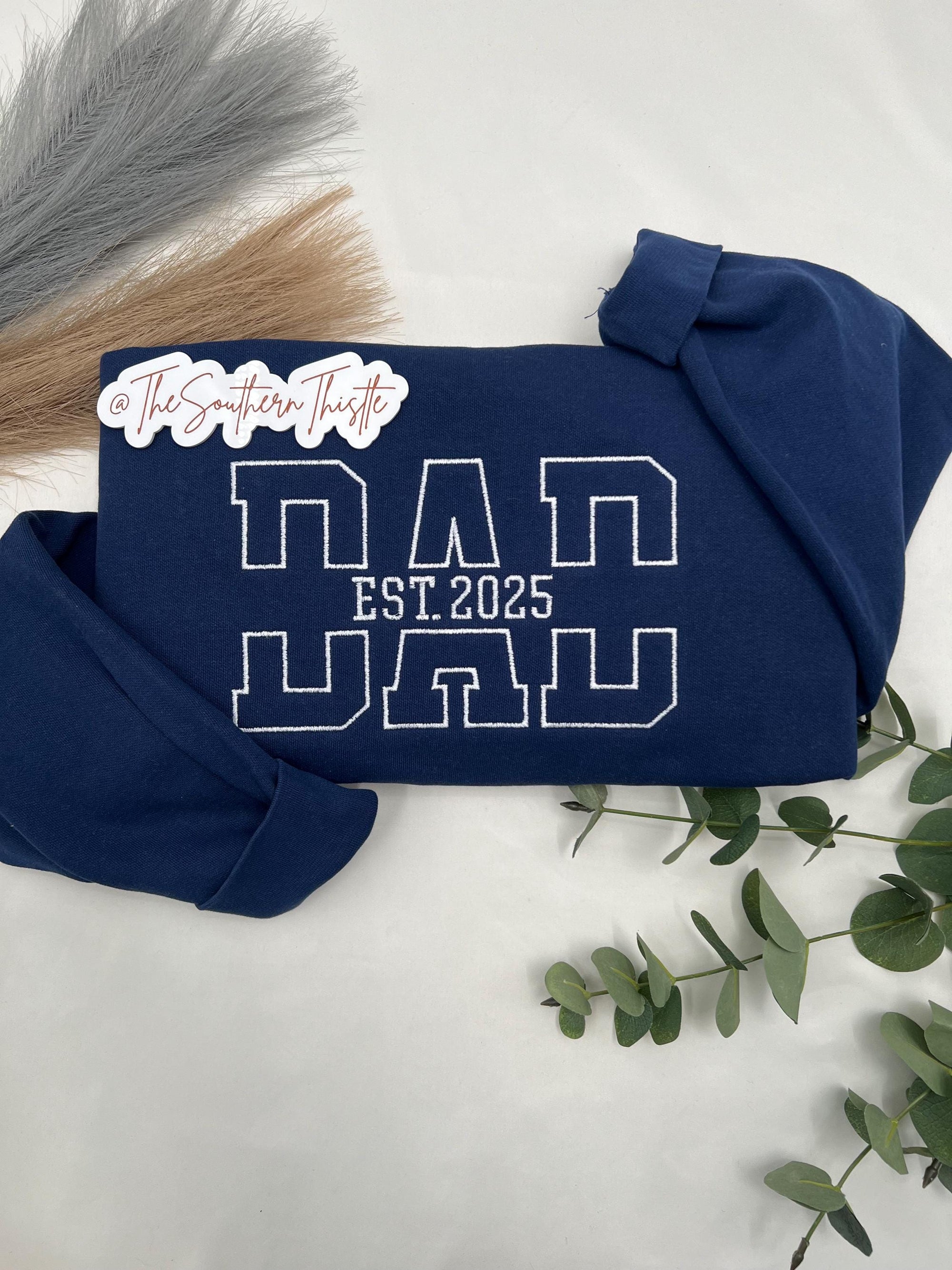Custom Embroidered Dad Sweatshirt – Varsity Name & Sleeve Detail