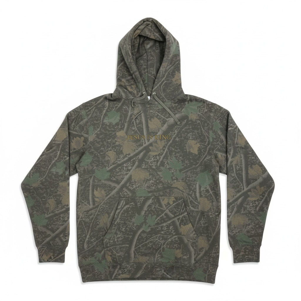 Jesus Is King Camo Hoodie – Christian Hunting Sweatshirt, Faith Based Western Apparel for Men & Women
