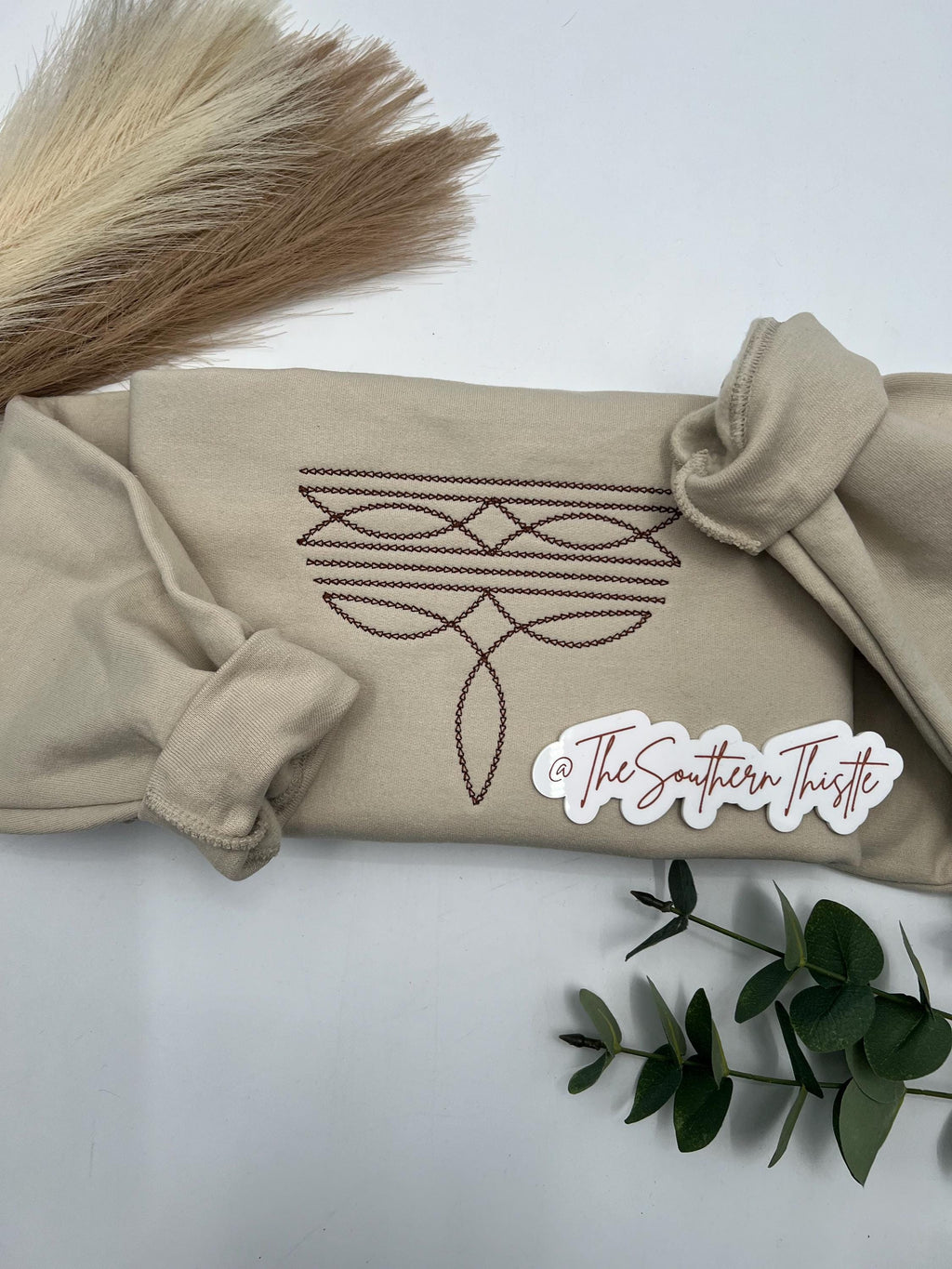 Cowboy Boot Stitch Sweatshirt | Western Embroidered Crewneck | Rodeo Outfit | Boho Cowgirl Aesthetic | Comfort Colors Crewneck
