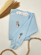 Peter Rabbit and Carrot Embroidered Sweatshirt – Floral Bunny Easter Crewneck