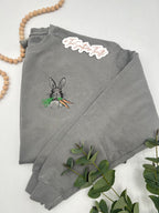 Bunny with Carrots Embroidered Sweatshirt – Cozy Spring Crewneck