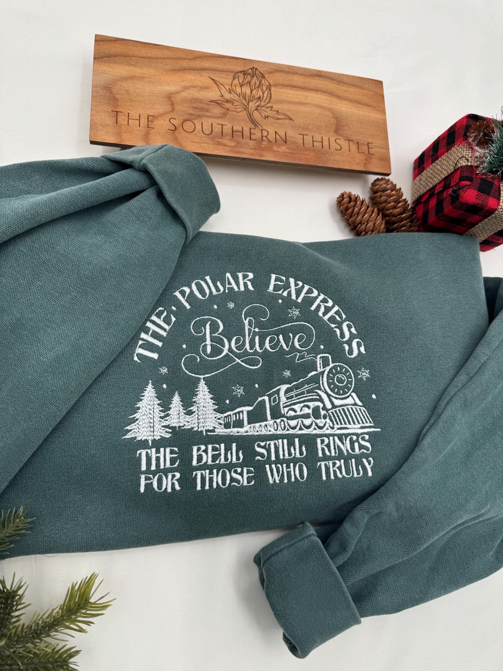 Embroidered Christmas Train Sweatshirt for Family Matching - A Unique Holiday Gift