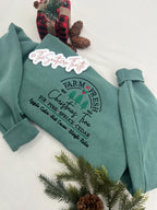 Farm Fresh Christmas Trees Sweatshirt - Embroidered Holiday Crewneck - Festive Apparel for Women- Embroidered Holiday Crewneck