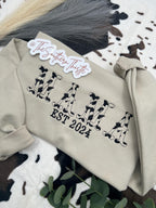 Cowprint MAMA Est. Year Embroidered Sweatshirt – Western Comfort Colors Crewneck for Moms